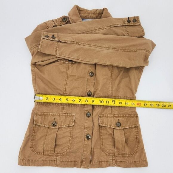 Tommy Hilfiger Military Jacket Shacket Womens Small Brown Weathered Distressed - Picture 7 of 8